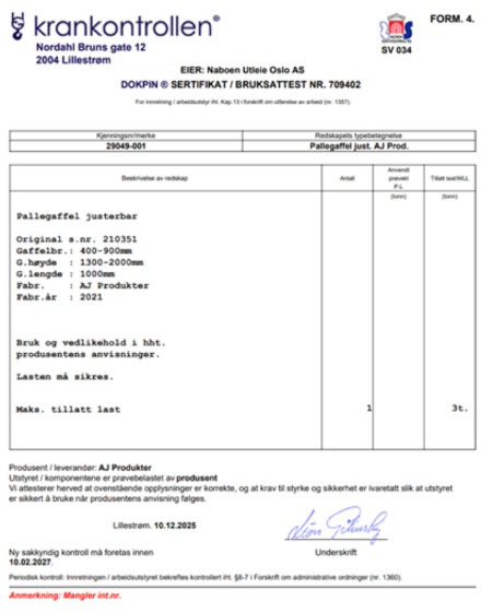 Pallegafler til håndtering av paller med kran / Kapasitet 3000 kg - Tillbehör för Byggmaskiner: bild 3 Pallegafler til håndtering av paller med kran / Kapasitet 3000 kg - Tillbehör för Byggmaskiner: bild 3