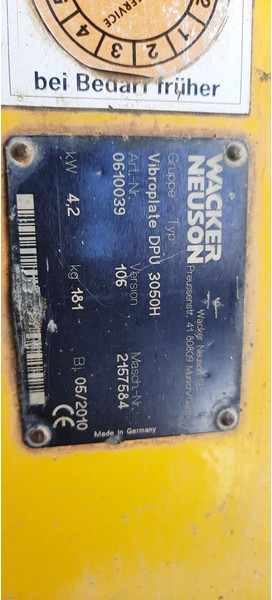 Wacker Rüttelplatte DPU 3050H - Vibroplatta: bild 4 Wacker Rüttelplatte DPU 3050H - Vibroplatta: bild 4