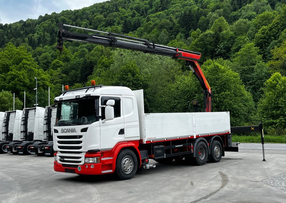 Scania G450 // 6x2// Skrzynia 6.40x2.49 // HDS Palfinger // Oś skrętna podnoszona // - Flakbil, Kranbil: bild 1 Scania G450 // 6x2// Skrzynia 6.40x2.49 // HDS Palfinger // Oś skrętna podnoszona // - Flakbil, Kranbil: bild 1
