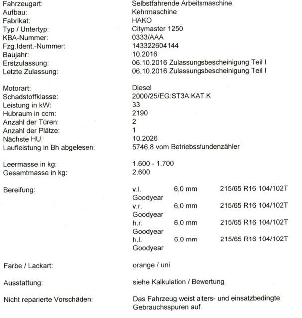 Hako Citymaster 1250 Kehrmaschine - Sopmaskin: bild 2 Hako Citymaster 1250 Kehrmaschine - Sopmaskin: bild 2