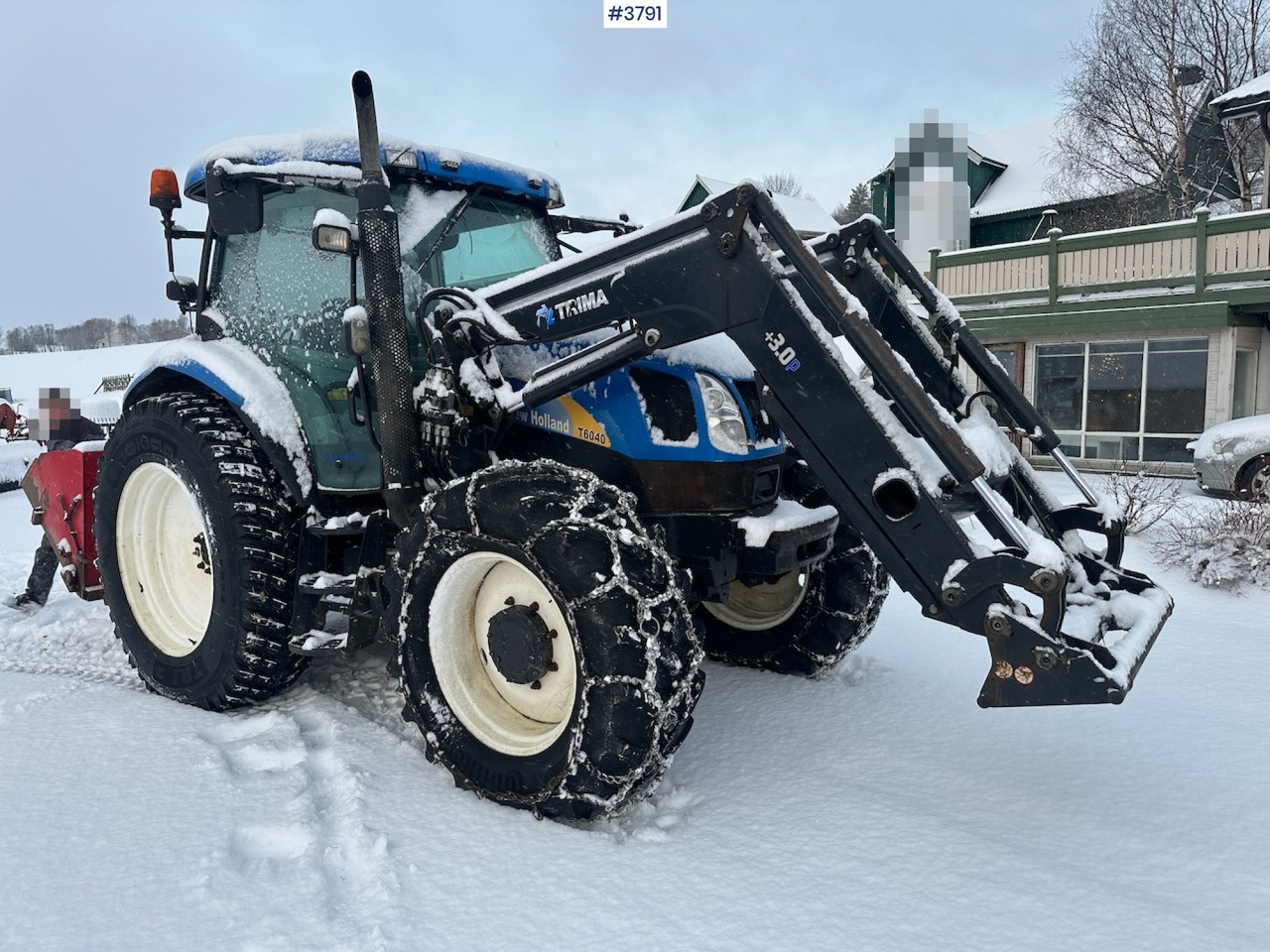 2010 New Holland T6040 4x4 plow rigged tractor w/ Trima +3.0p front loader, brand new chains, snow bucket and Westbjørn snow blower. WATCH VIDEO. - Traktor: bild 1 2010 New Holland T6040 4x4 plow rigged tractor w/ Trima +3.0p front loader, brand new chains, snow bucket and Westbjørn snow blower. WATCH VIDEO. - Traktor: bild 1