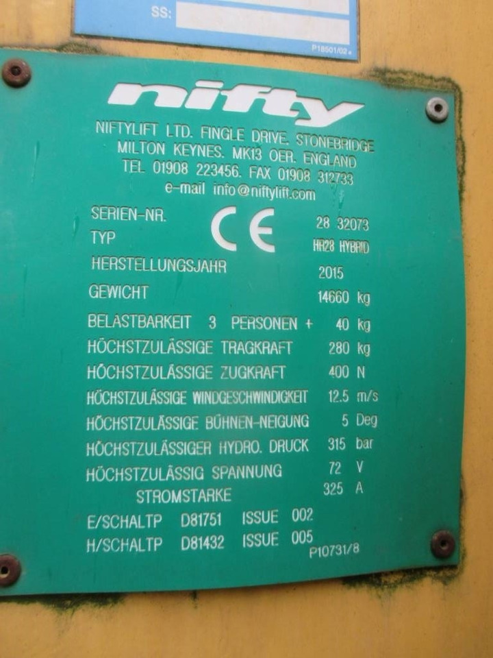 Bomlift Niftylift HR 28 HYBRID: bild 17 Bomlift Niftylift HR 28 HYBRID: bild 17