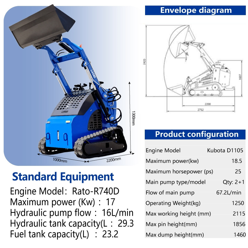 LEZUM LA380 Mini Skid Steer Loader Compact Track Diesel Cheap Mini Skid Steer Loader For Sale With Mini Skid Steer Attachments 4 In 1 Bucket - Kompaktlastare/ Slirstyrda lastare: bild 2 LEZUM LA380 Mini Skid Steer Loader Compact Track Diesel Cheap Mini Skid Steer Loader For Sale With Mini Skid Steer Attachments 4 In 1 Bucket - Kompaktlastare/ Slirstyrda lastare: bild 2