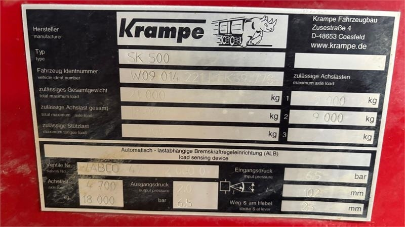 Krampe SK 550 Entreprenørvogn med Hardox kasse SK 500 - Tippvagn för lantbruk: bild 5 Krampe SK 550 Entreprenørvogn med Hardox kasse SK 500 - Tippvagn för lantbruk: bild 5