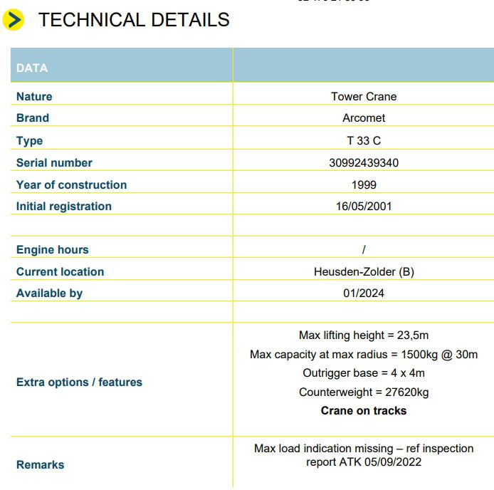 Arcomet T 33 C - Självresande tornkran: bild 2 Arcomet T 33 C - Självresande tornkran: bild 2