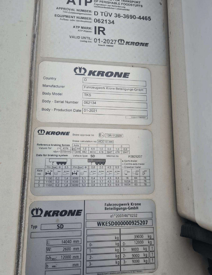 Krone SD - Kyl/ Frys semitrailer: bild 5 Krone SD - Kyl/ Frys semitrailer: bild 5