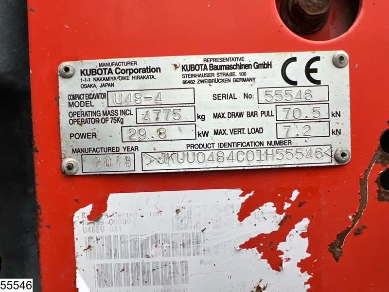 Kubota U 48 29,8KW, 1 bucket, 3681h - Minigrävmaskin: bild 5 Kubota U 48 29,8KW, 1 bucket, 3681h - Minigrävmaskin: bild 5