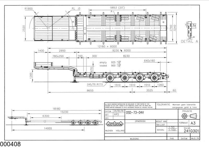 Nooteboom Lowbed 19.58 Meter, Extendable, Twistlocks, 82.750 KG - Låg lastare semitrailer: bild 2 Nooteboom Lowbed 19.58 Meter, Extendable, Twistlocks, 82.750 KG - Låg lastare semitrailer: bild 2