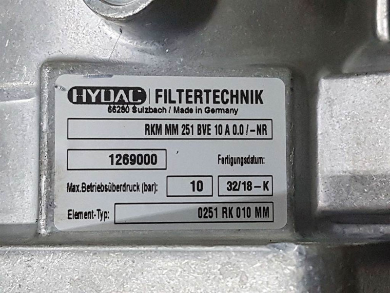 Hydac RKM MM 251 BVE 10 A 0.0/-NR-1269000-Filter - Hydraulik för Byggmaskiner: bild 5 Hydac RKM MM 251 BVE 10 A 0.0/-NR-1269000-Filter - Hydraulik för Byggmaskiner: bild 5
