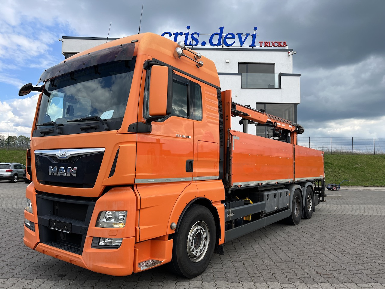 MAN TGX 26.480 6x2 Atlas 145.2 Kran Baustoff AHK - Flakbil, Kranbil: bild 1 MAN TGX 26.480 6x2 Atlas 145.2 Kran Baustoff AHK - Flakbil, Kranbil: bild 1