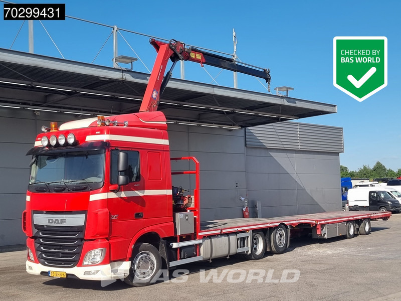 DAF XF 440 6X2 NL-combi Transporter HMF 900-K2 Kran Winch Lift-Lenkachse Euro 6 - Flakbil, Kranbil: bild 1 DAF XF 440 6X2 NL-combi Transporter HMF 900-K2 Kran Winch Lift-Lenkachse Euro 6 - Flakbil, Kranbil: bild 1