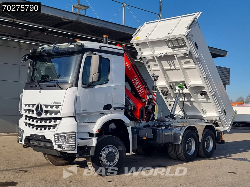 Ny Tippbil lastbil, Kranbil Mercedes-Benz Arocs 3348 6X6 Full Steel Retarder Fassi 25T/M Crane Kran Euro 6: bild 15