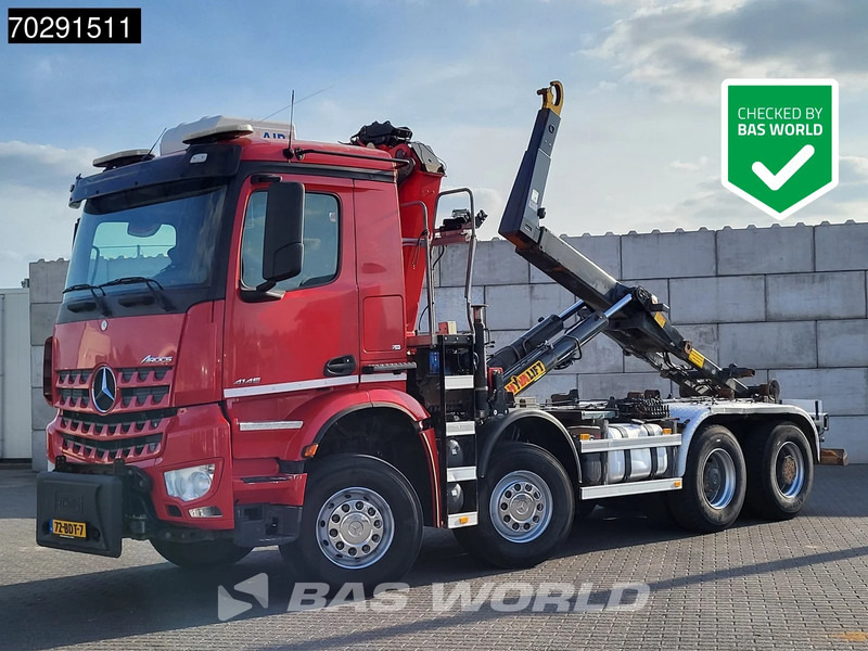 Mercedes-Benz Arocs 4145 8X4 NL-Truck HMF RCL 5300 Crane Hyva 26-51-S Hooklift Steelsuspension Big-Axle Automatic Euro 6 - Lastväxlare lastbil, Kranbil: bild 1 Mercedes-Benz Arocs 4145 8X4 NL-Truck HMF RCL 5300 Crane Hyva 26-51-S Hooklift Steelsuspension Big-Axle Automatic Euro 6 - Lastväxlare lastbil, Kranbil: bild 1