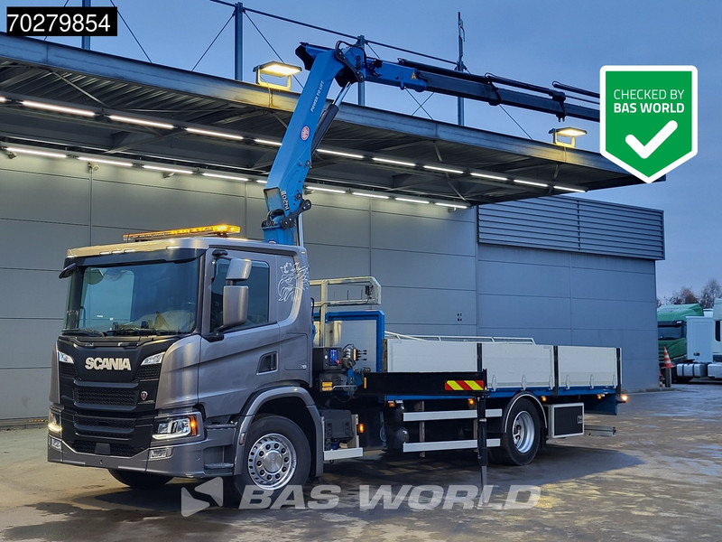 Scania P280 4X2 HMF 1420K-RC Kran Crane Leather seats Automatic Euro 6 - Flakbil, Kranbil: bild 1 Scania P280 4X2 HMF 1420K-RC Kran Crane Leather seats Automatic Euro 6 - Flakbil, Kranbil: bild 1