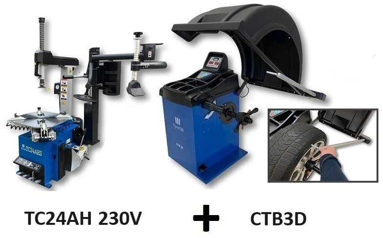 TC24AH 230V 24 Inch car tyre changer with airbooster + fully automtic wheelbalancer CTB3D - Garage & Verkstadsutrustning: bild 1 TC24AH 230V 24 Inch car tyre changer with airbooster + fully automtic wheelbalancer CTB3D - Garage & Verkstadsutrustning: bild 1