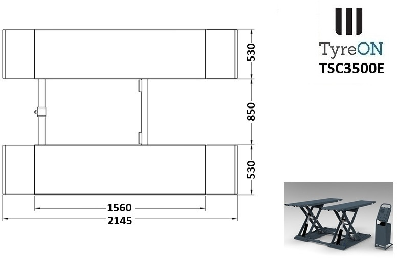 TSC3500E mobile midrise car scissor lift with electrical release - Capacity 3,5T - Lifting height 125 cm - 230V - Graphite gray - Garage & Verkstadsutrustning: bild 4 TSC3500E mobile midrise car scissor lift with electrical release - Capacity 3,5T - Lifting height 125 cm - 230V - Graphite gray - Garage & Verkstadsutrustning: bild 4