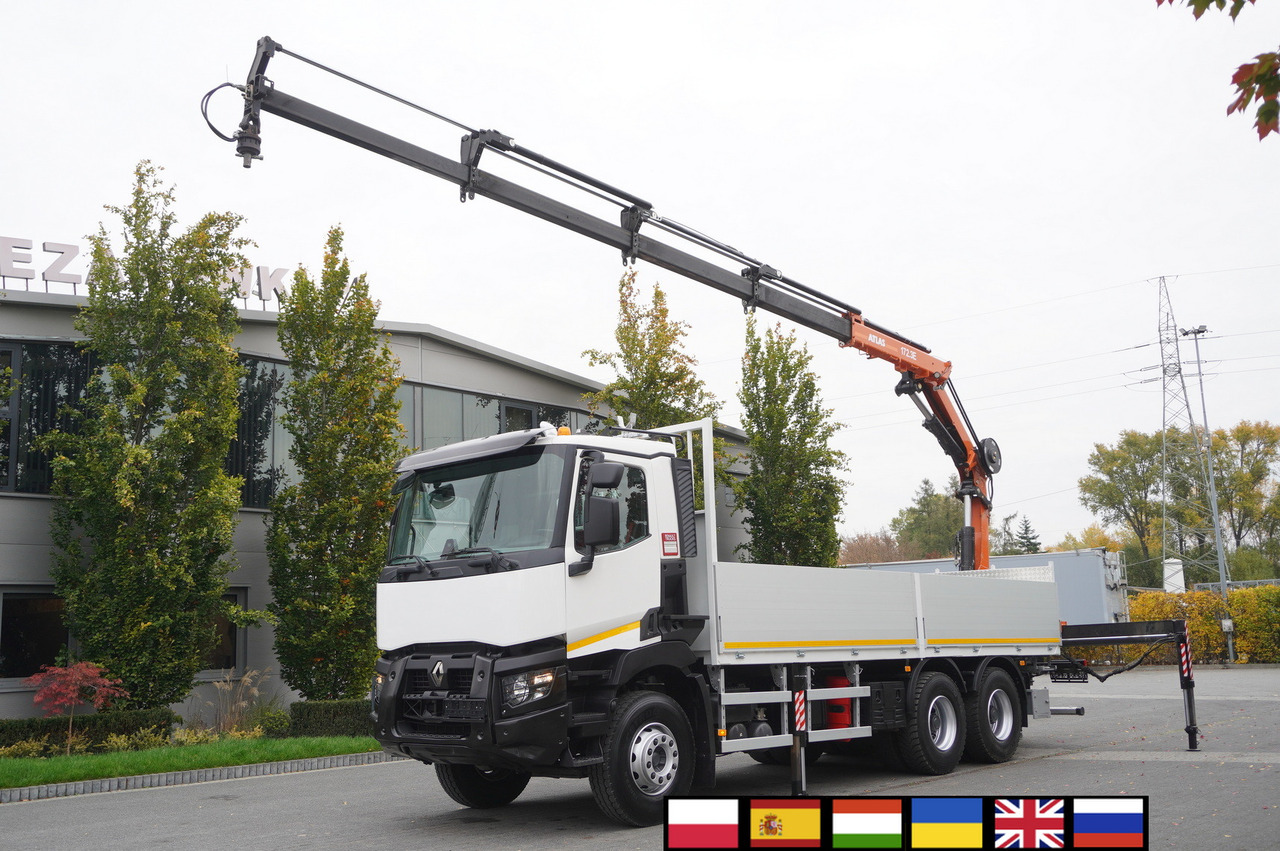 RENAULT C380 Comfort 6x4 / Atlas 172.3E crane / Range 12.3 m / capacity 6.1 t / Flatbed 17 EPAL - Flakbil, Kranbil: bild 1 RENAULT C380 Comfort 6x4 / Atlas 172.3E crane / Range 12.3 m / capacity 6.1 t / Flatbed 17 EPAL - Flakbil, Kranbil: bild 1