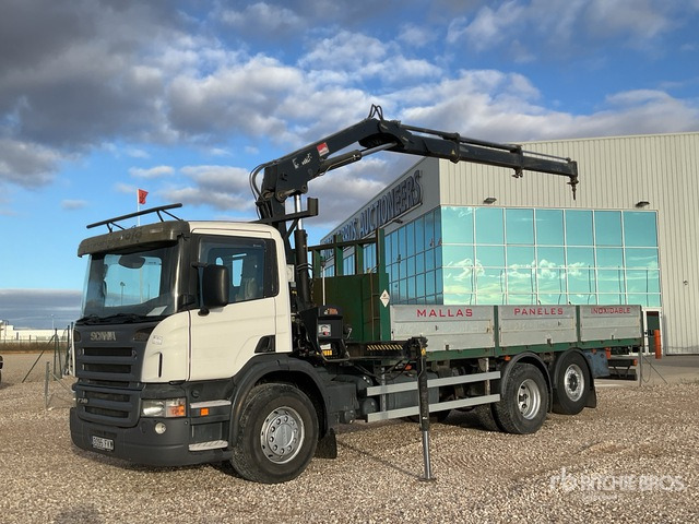 2007 Scania P340 2006 Hiab 144B-2 5 ton on 6x2 Flatbed Truck with Crane - Flakbil, Kranbil: bild 2 2007 Scania P340 2006 Hiab 144B-2 5 ton on 6x2 Flatbed Truck with Crane - Flakbil, Kranbil: bild 2