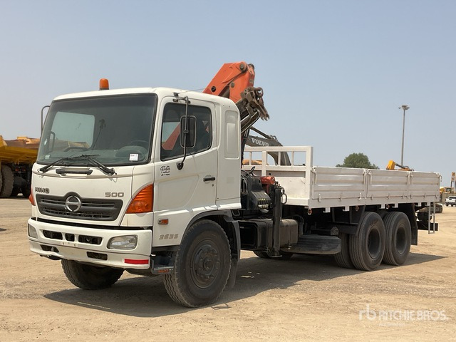 2007 Hino 500 Palfinger PK1000 4.5 ton Knuckl ... Flatbed Truck with Crane - Flakbil, Kranbil: bild 2 2007 Hino 500 Palfinger PK1000 4.5 ton Knuckl ... Flatbed Truck with Crane - Flakbil, Kranbil: bild 2
