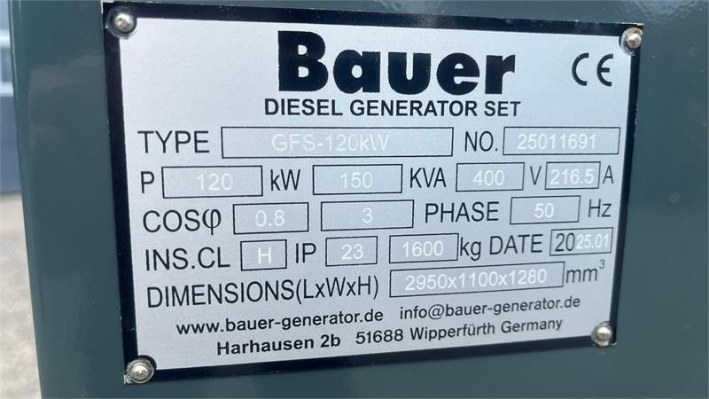 Bauer GFS-120 ATS, 120 kW/150 kVA Fabriksny generator - Elgenerator: bild 3 Bauer GFS-120 ATS, 120 kW/150 kVA Fabriksny generator - Elgenerator: bild 3
