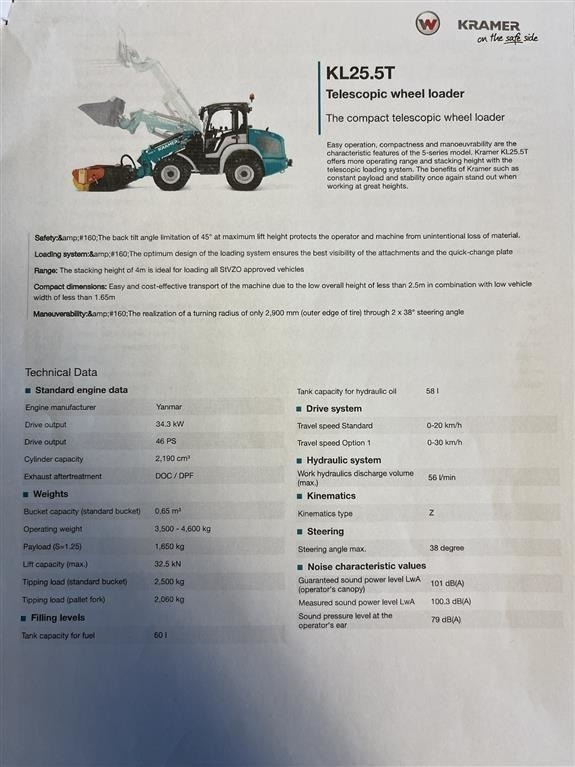 Kramer KL25.5T med Teleskoparm, så den har stor rækkevid - Teleskophjullastare: bild 5 Kramer KL25.5T med Teleskoparm, så den har stor rækkevid - Teleskophjullastare: bild 5