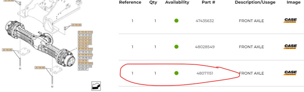 Case 48071151 - Framaxel för Byggmaskiner: bild 1 Case 48071151 - Framaxel för Byggmaskiner: bild 1