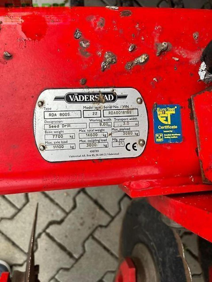 Såmaskin Väderstad rapid rda 800 s: bild 8 Såmaskin Väderstad rapid rda 800 s: bild 8