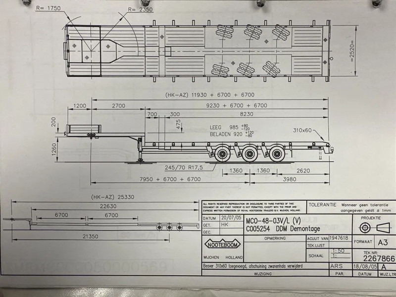 Nooteboom MCO-48-03V/L, DOUBLE EXTENDABLE, TOTAL 26.53 METERS - Låg lastare semitrailer: bild 4 Nooteboom MCO-48-03V/L, DOUBLE EXTENDABLE, TOTAL 26.53 METERS - Låg lastare semitrailer: bild 4