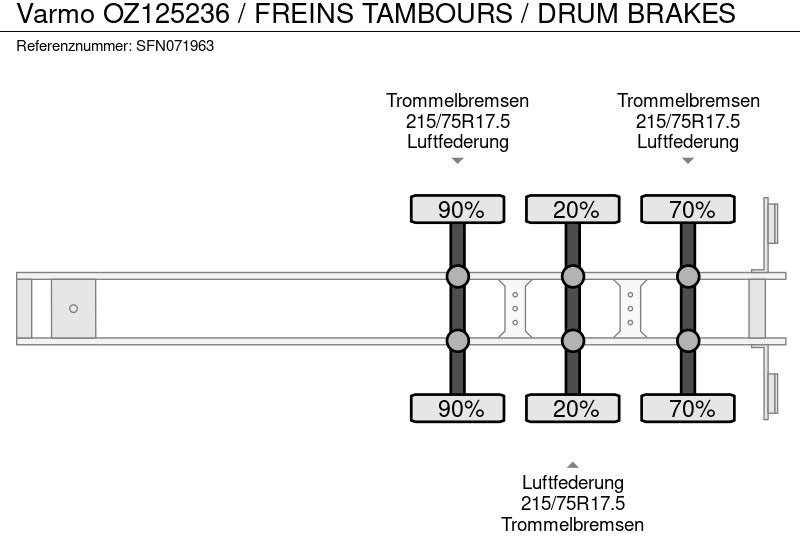 Låg lastare semitrailer Varmo OZ125236 / FREINS TAMBOURS / DRUM BRAKES: bild 10