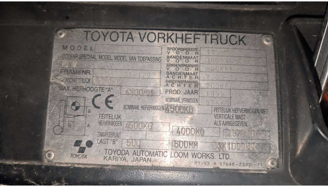 TOYOTA 02-7FG40 FORKLIFT TRUCK - Motviktstruck: bild 5 TOYOTA 02-7FG40 FORKLIFT TRUCK - Motviktstruck: bild 5
