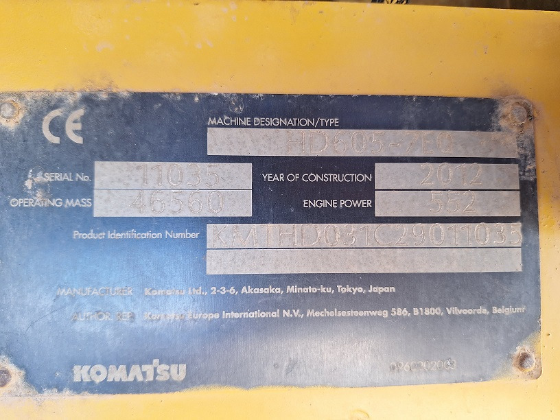 KOMATSU HD605-7EO - Terränggående truck: bild 5 KOMATSU HD605-7EO - Terränggående truck: bild 5