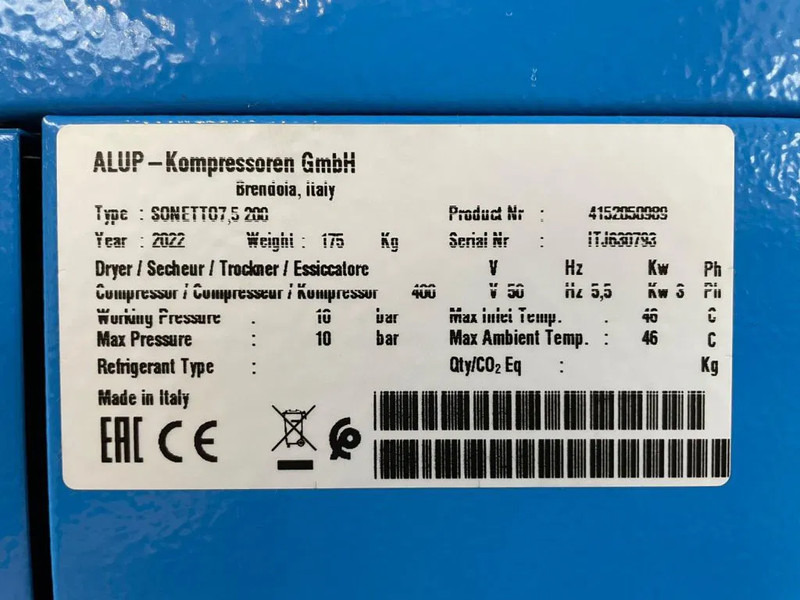 Alup Sonetto 7.5 + 200 Elektrische Schroefcompressor 5.5 kw 780 L / min 10 Bar - Luftkompressor: bild 3 Alup Sonetto 7.5 + 200 Elektrische Schroefcompressor 5.5 kw 780 L / min 10 Bar - Luftkompressor: bild 3