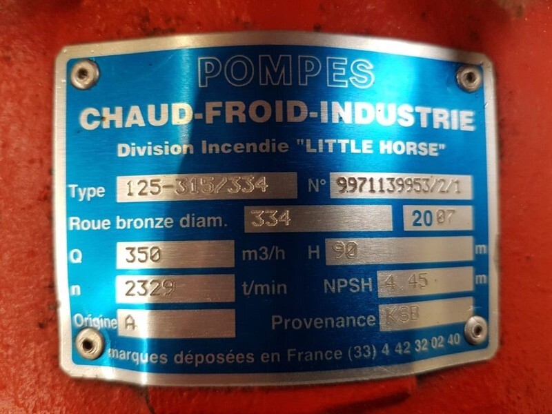 Chaud-Froid-Industrie KSB 125-315 / 334 Waterpomp 350 m3 / h 10 Bar Ex emergency - Vattenpump: bild 2 Chaud-Froid-Industrie KSB 125-315 / 334 Waterpomp 350 m3 / h 10 Bar Ex emergency - Vattenpump: bild 2