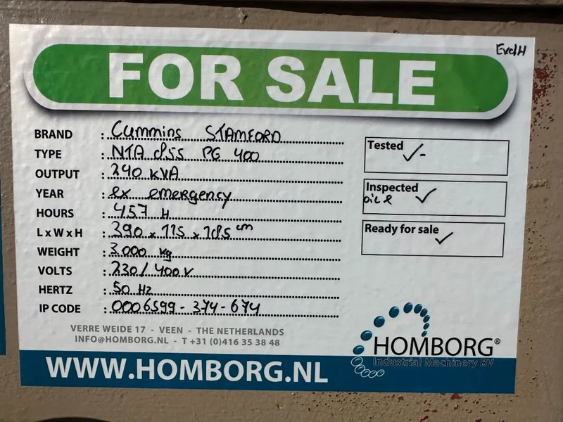 Elgenerator Cummins NTA 855 Stamford 240 kVA noodstroom generator 457 hours: bild 16