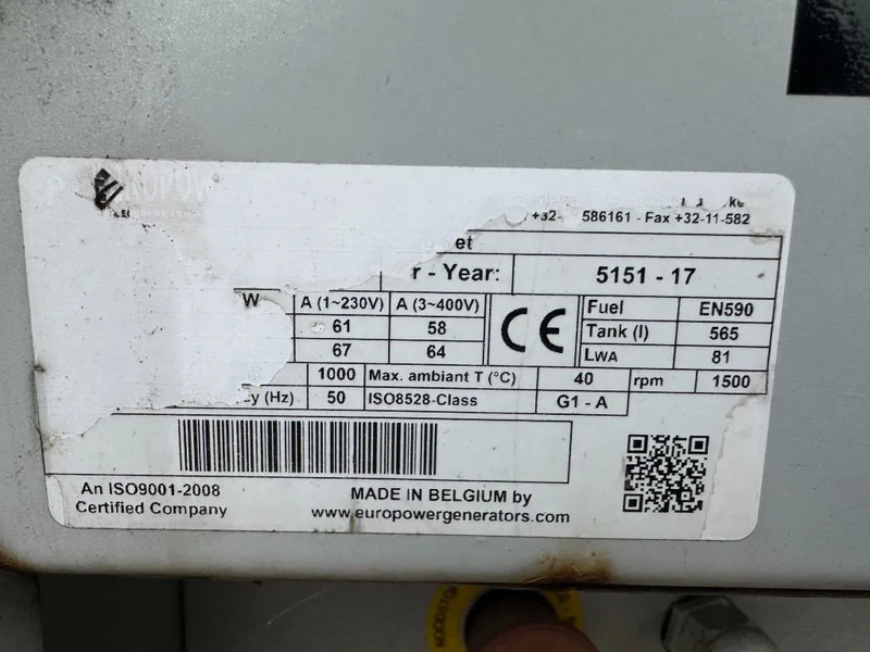 Elgenerator Europower EPUS44TDE Kubota Leroy Somer 44 kVA Supersilent Rental generatorset: bild 6