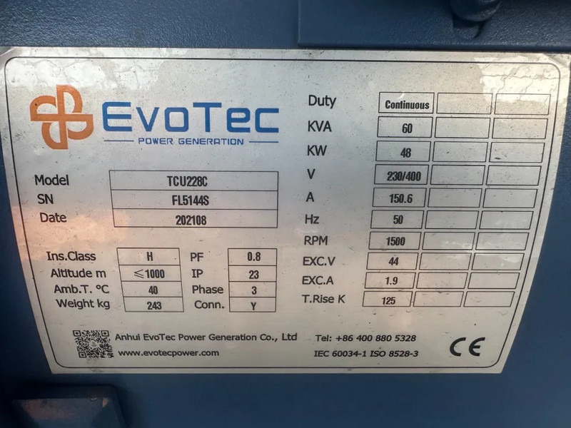 Evotec TCU228G 60 kVA generatordeel Alternator New ! Overstock - Elgenerator: bild 3 Evotec TCU228G 60 kVA generatordeel Alternator New ! Overstock - Elgenerator: bild 3