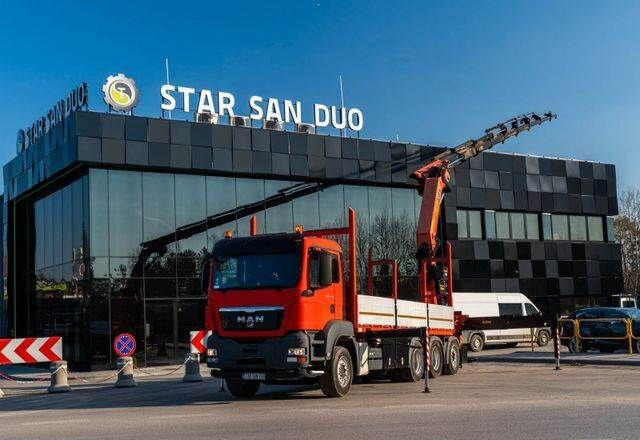 MAN TGS 35.400 PALFINGER PK 44002 WINCH TRIDEM KRAN - Flakbil, Kranbil: bild 1 MAN TGS 35.400 PALFINGER PK 44002 WINCH TRIDEM KRAN - Flakbil, Kranbil: bild 1