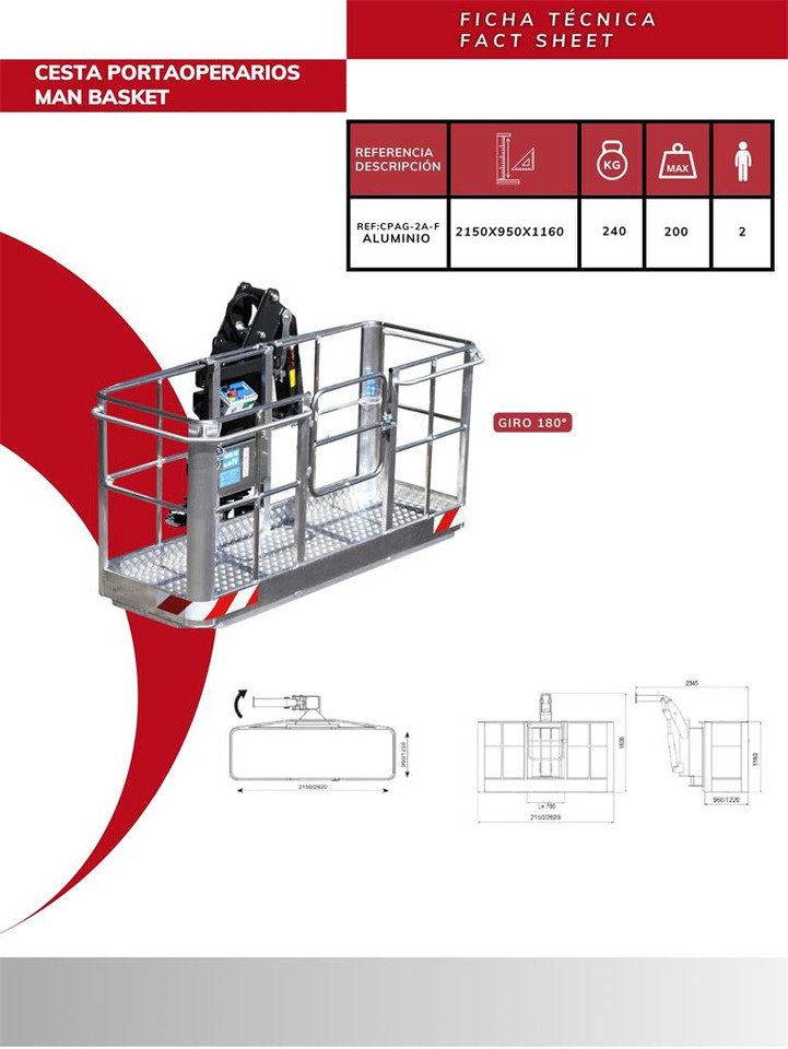180º Self-leveling Aluminum Man Basket CPAG-2A-F - Tillbehör för Lastbilskran: bild 3 180º Self-leveling Aluminum Man Basket CPAG-2A-F - Tillbehör för Lastbilskran: bild 3