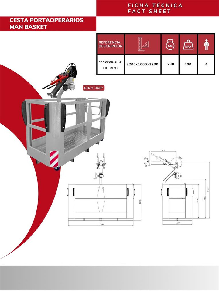 Rotating Iron Man Basket CPGR-4H-F - Tillbehör för Lastbilskran: bild 3 Rotating Iron Man Basket CPGR-4H-F - Tillbehör för Lastbilskran: bild 3
