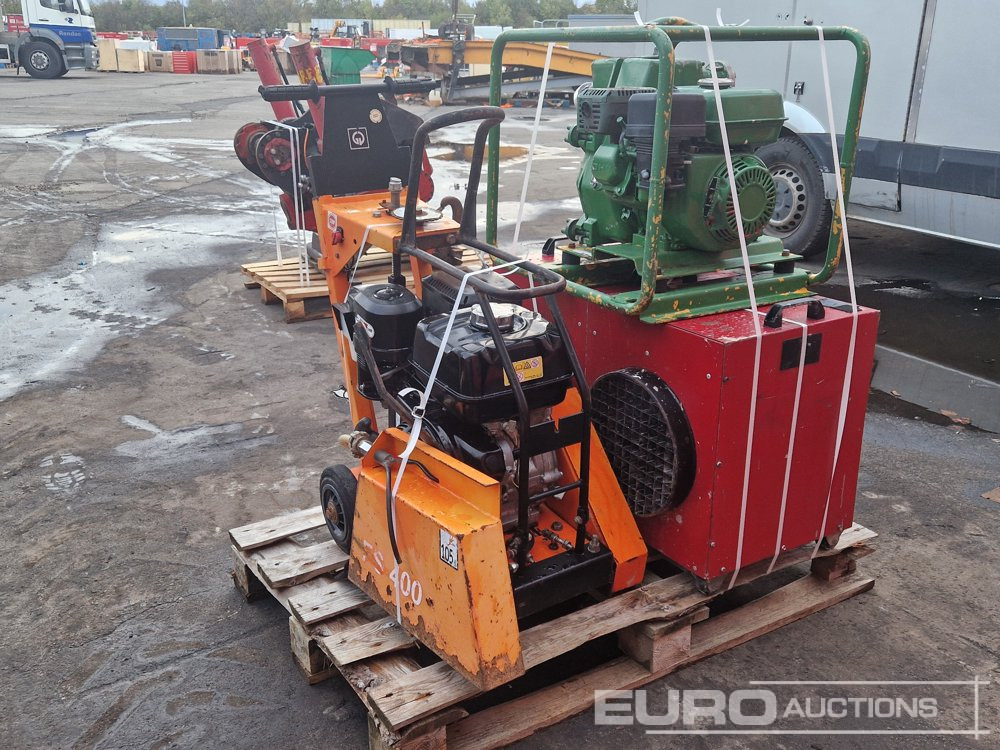 Pallet of asphalt saw, Electric Space Heater (2 of) Wacker water Pump - Byggvärmare: bild 1 Pallet of asphalt saw, Electric Space Heater (2 of) Wacker water Pump - Byggvärmare: bild 1