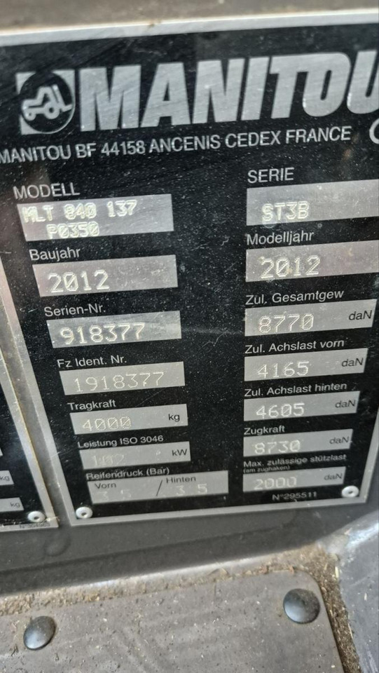 MANITOU MLT840/ 2012 - Teleskoplastar: bild 4 MANITOU MLT840/ 2012 - Teleskoplastar: bild 4