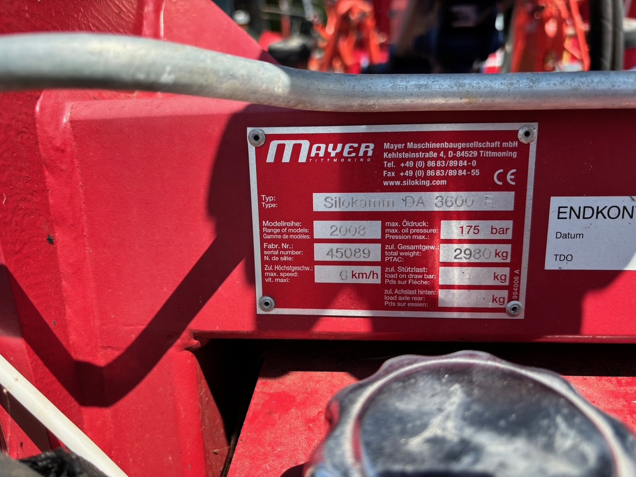 Mayer Siloking Silokamm DA 3600 F - Utrustning för ensilage: bild 2 Mayer Siloking Silokamm DA 3600 F - Utrustning för ensilage: bild 2