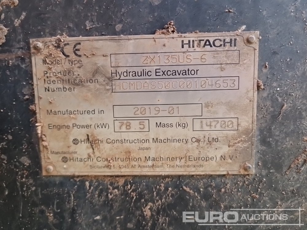 Bandgrävare 2019 Hitachi ZX135US-6: bild 50