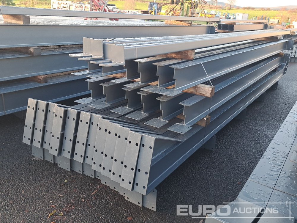 Unused 100' x 40' x 16.5' Steel Frame Building, 12.5 Roof Pitch, Purlin Cleats, Roof Bracing - Container hus: bild 1 Unused 100' x 40' x 16.5' Steel Frame Building, 12.5 Roof Pitch, Purlin Cleats, Roof Bracing - Container hus: bild 1