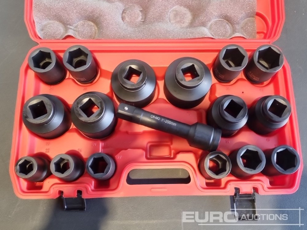 Unused 2025 Boss 1" 17pc Pneumatic Socket Set, 8" Extension Rod - Garage & Verkstadsutrustning: bild 2 Unused 2025 Boss 1" 17pc Pneumatic Socket Set, 8" Extension Rod - Garage & Verkstadsutrustning: bild 2