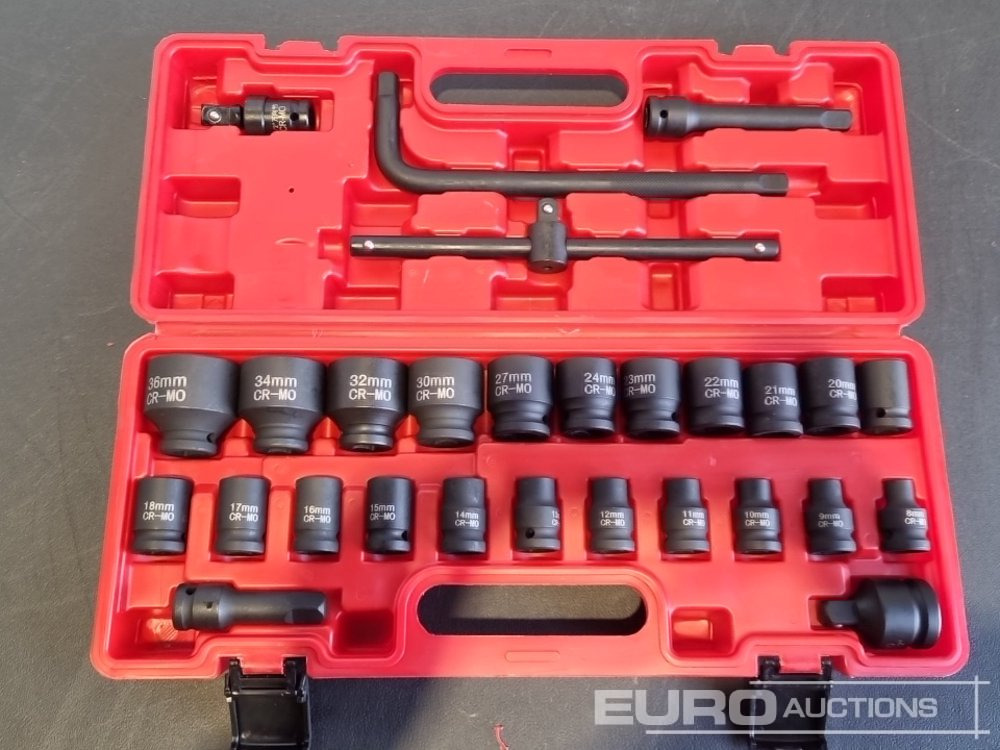 Unused 2025 Boss 1/2" 28pc Pneumatic Short Sleeve Socket Set, 3" Connecting Rod, 5" Connecting Rod Universal Joint, 10" Sliding Rod, 10" Bending Rod Adapter 3/4"-1/2" - Garage & Verkstadsutrustning: bild 4 Unused 2025 Boss 1/2" 28pc Pneumatic Short Sleeve Socket Set, 3" Connecting Rod, 5" Connecting Rod Universal Joint, 10" Sliding Rod, 10" Bending Rod Adapter 3/4"-1/2" - Garage & Verkstadsutrustning: bild 4