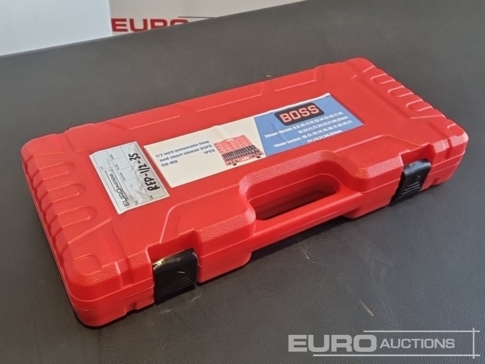 Unused 2025 Boss 1/2" 35pc Pneumatic Long & Short Sleeve Socket Set - Garage & Verkstadsutrustning: bild 1 Unused 2025 Boss 1/2" 35pc Pneumatic Long & Short Sleeve Socket Set - Garage & Verkstadsutrustning: bild 1