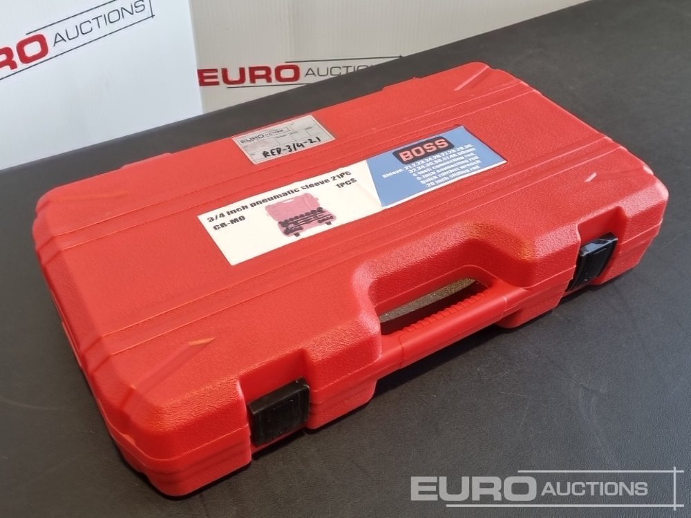 Unused 2025 Boss 3/4" 21pc Heavy Duty Pneumatic Socket Set, 4" Connecting Rod, 8" Connecting Rod, Quick Ratchet Wrench, 20" Sliding Rod - Garage & Verkstadsutrustning: bild 1 Unused 2025 Boss 3/4" 21pc Heavy Duty Pneumatic Socket Set, 4" Connecting Rod, 8" Connecting Rod, Quick Ratchet Wrench, 20" Sliding Rod - Garage & Verkstadsutrustning: bild 1