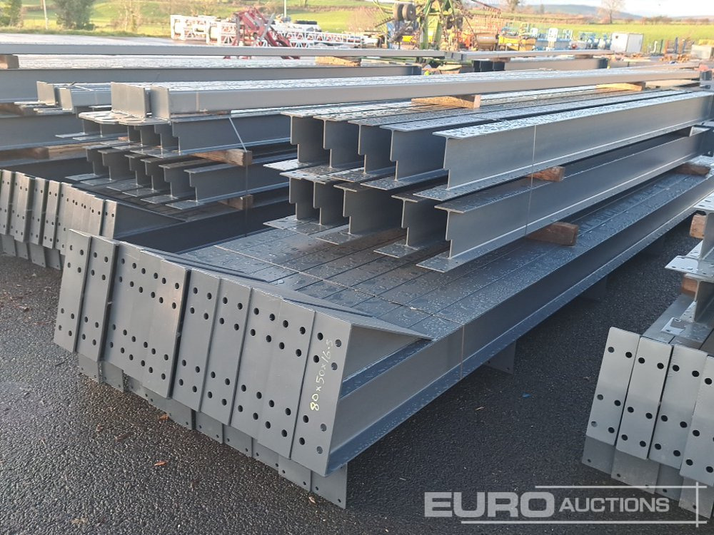 Unused 80' x 50' x 16.5' Steel Frame Building, 12.5 Roof Pitch, Purlin Cleats, Roof Bracing - Container hus: bild 1 Unused 80' x 50' x 16.5' Steel Frame Building, 12.5 Roof Pitch, Purlin Cleats, Roof Bracing - Container hus: bild 1