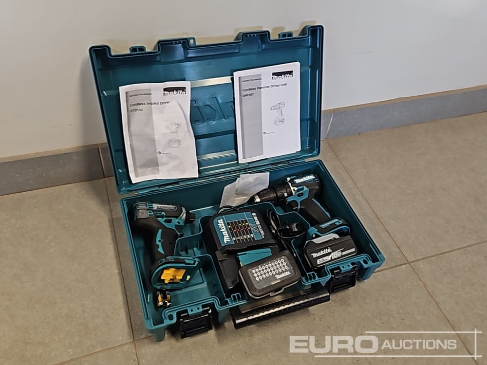 Unused Makita DHP453 18V LXT Combi Dril, Makita DTD152 18V LXT Impact Driver, Battery, Charger, Bit Set - Garage & Verkstadsutrustning: bild 1 Unused Makita DHP453 18V LXT Combi Dril, Makita DTD152 18V LXT Impact Driver, Battery, Charger, Bit Set - Garage & Verkstadsutrustning: bild 1